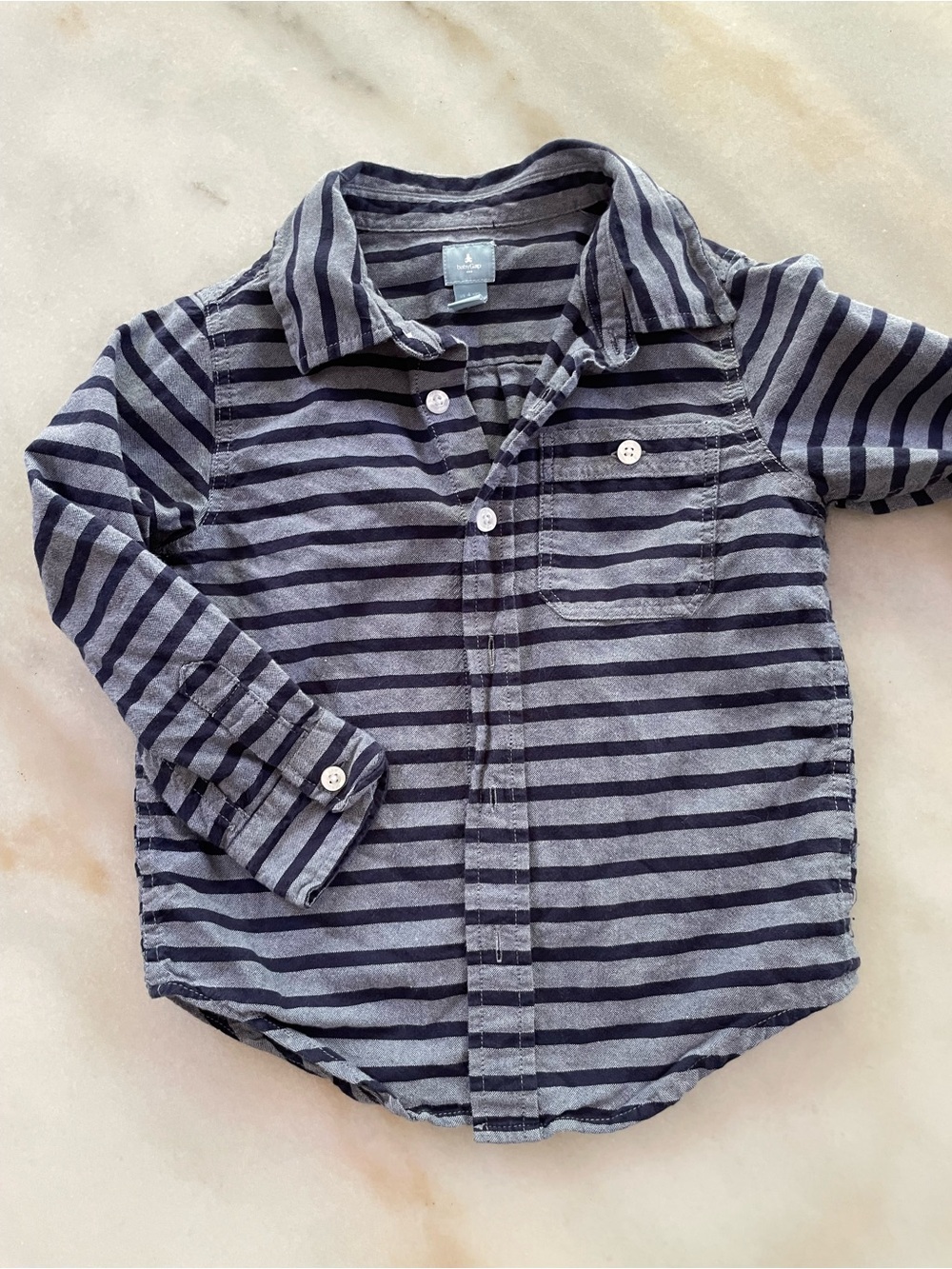 GAP Navy and Gray Striped Button-Down Shirt